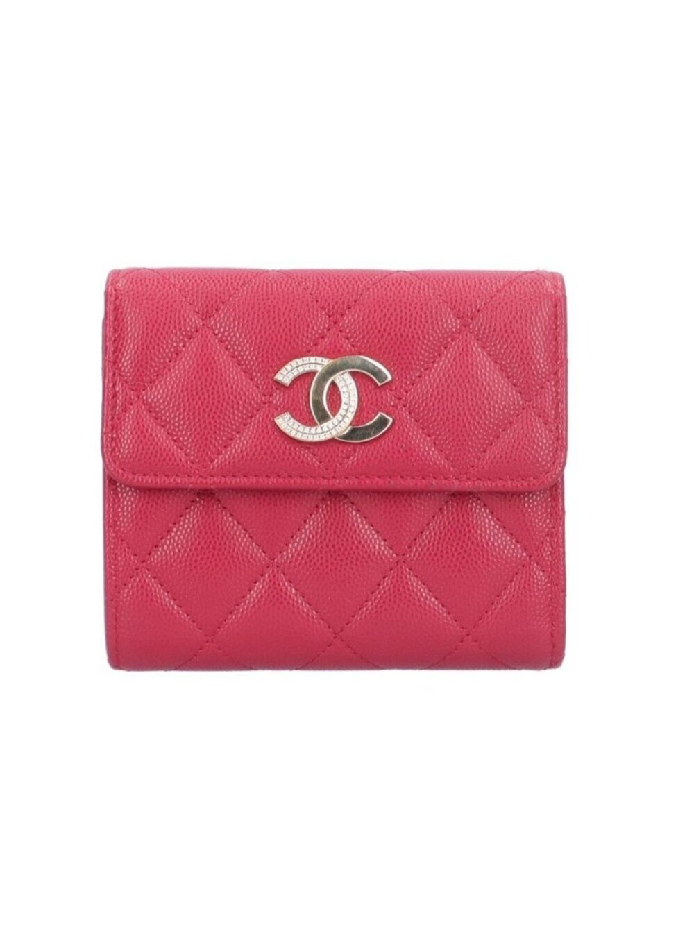 Chanel Quilted Trifold Wallet Caviar Leather